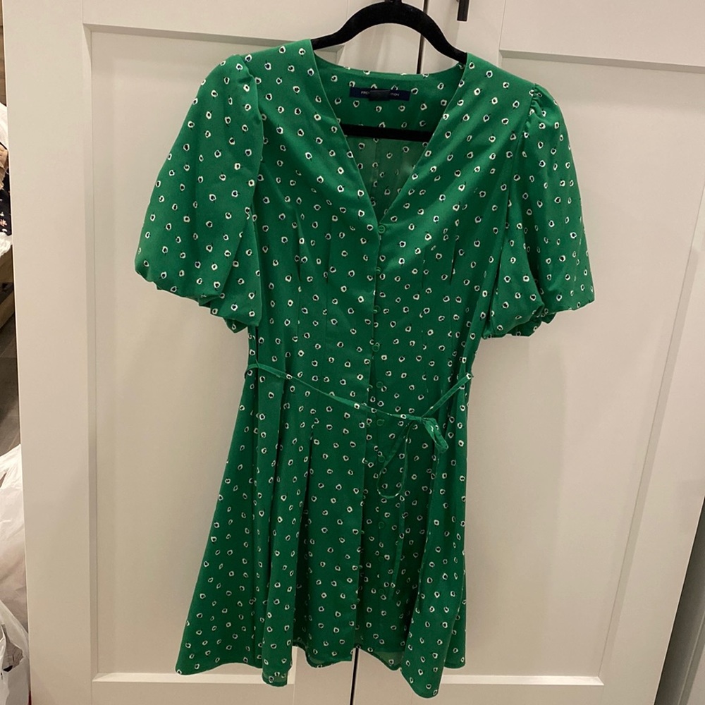 French Connection Green Floral Button Up Dress